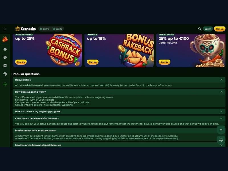 The welcome package at Casinacho Casino Nacho Casino — what wagering requirements mean for Canadian session length