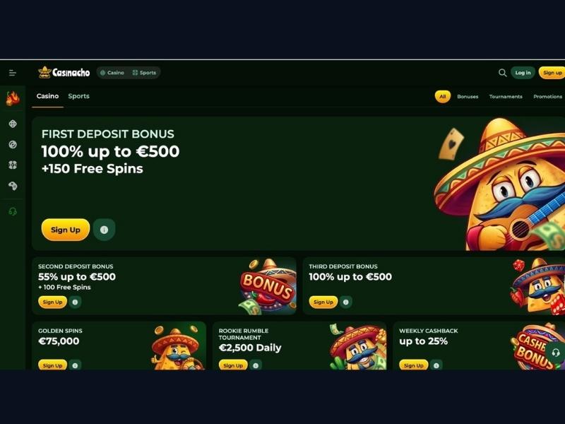 Safe registration sequence at Casinacho Casino Nacho Casino for Canada