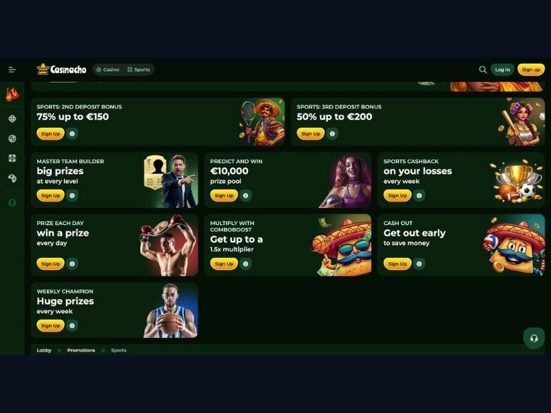 Transaction history and catalogue from mobile at Casinacho Casino Nacho Casino for Canada